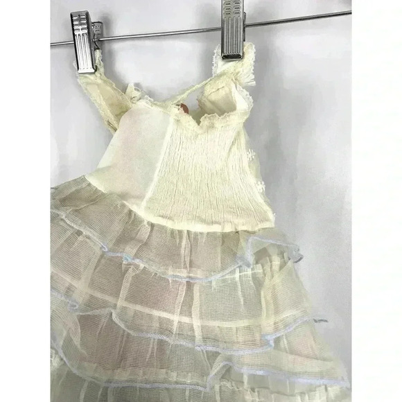 VTG Baby Girl Dress 24 MO Cream with Blue Trim Embroidered - Picture 9 of 12